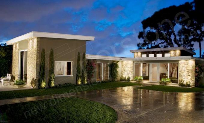 Contemporary Stacked Stone House